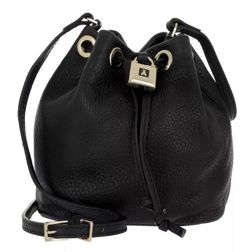 Patrizia Pepe Mini Bucket Bag Padlock Calf Leather Nero Borsa a secchiello