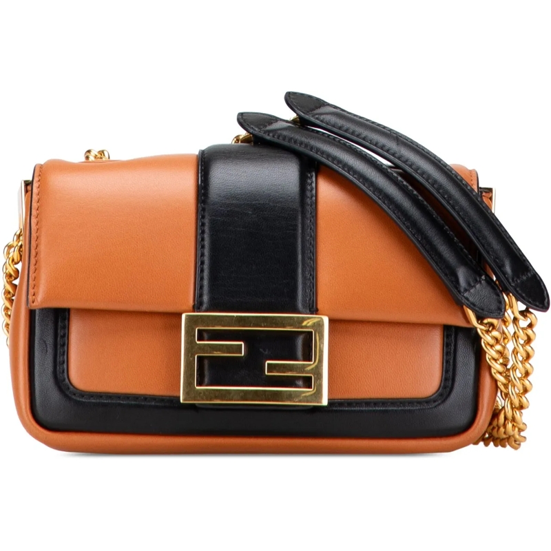 Fendi Sac à bandoulière Mini Bicolor Nappa Apolo Chain Baguette Shoulder B braun