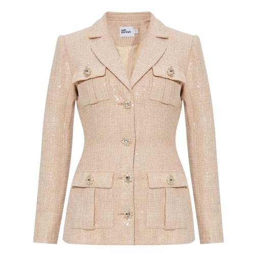 Self Portrait Veste de transition Sequin Bouclé Jacket Neutrals