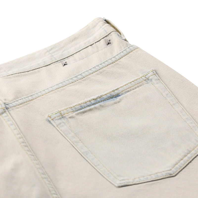 Golden Goose Jeans Skate Straight Leg Distressed Jeans Neutrals(Image 7)