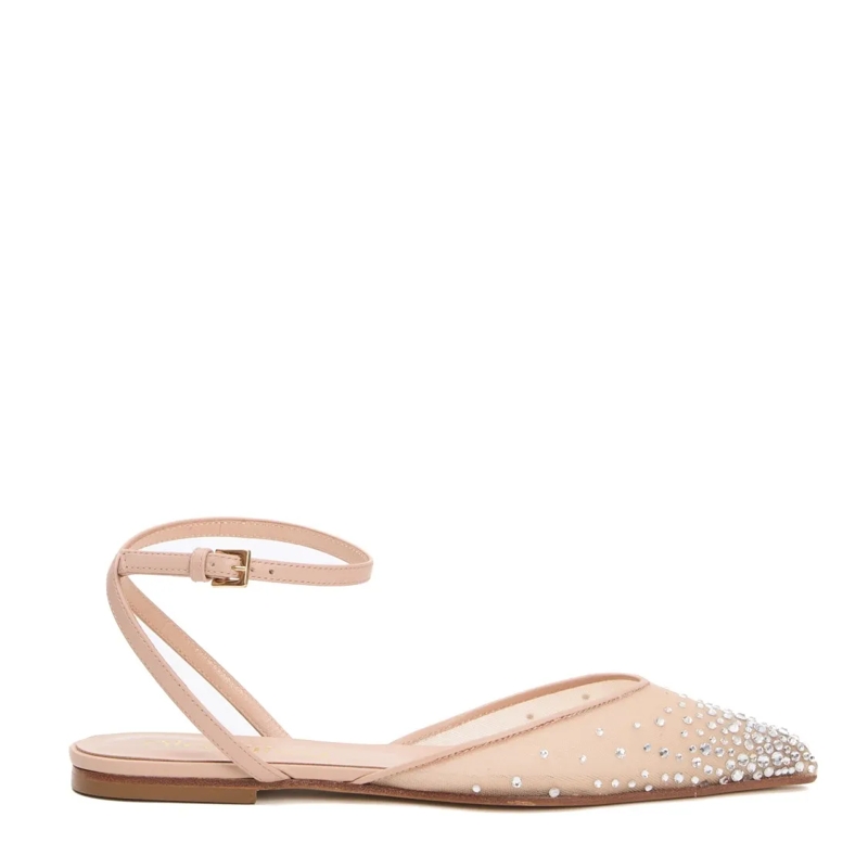 Ninalilou Ballerinas Low Slingback Net Rhinestone Neutrals
