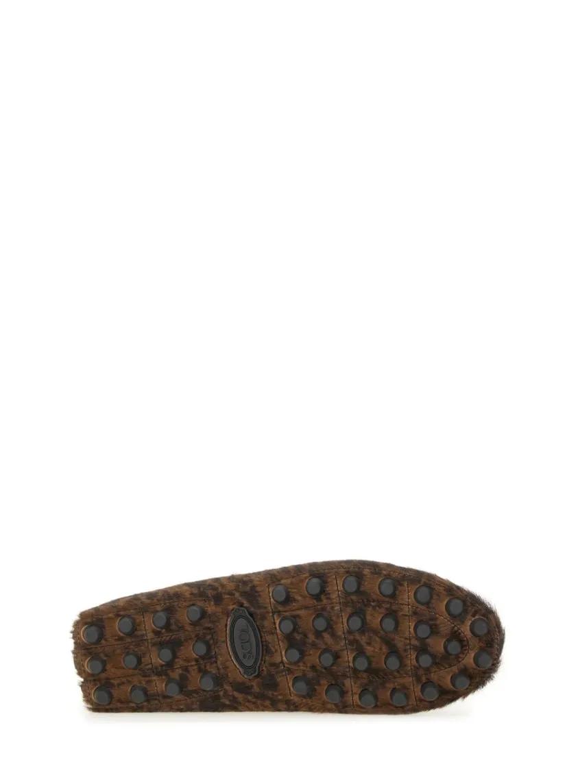 Thumbnail - Textured Calfskin Leather Moccasins With Leopard P - Gr. 40 (EU) - in Braun
