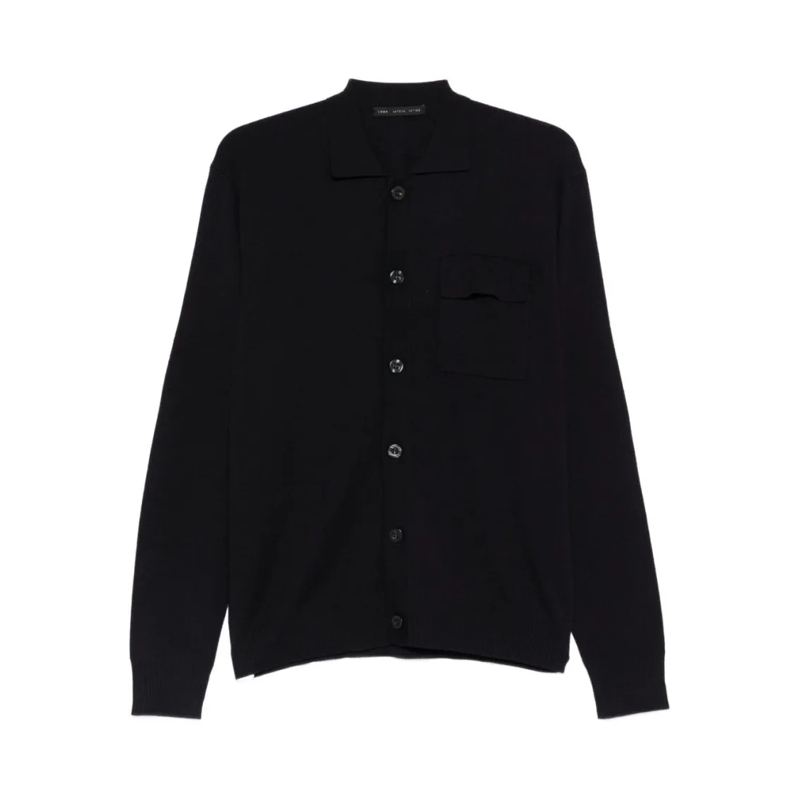 Low Brand Strickjacke Black Wool Knit Cardigan With Button-Up Front Black