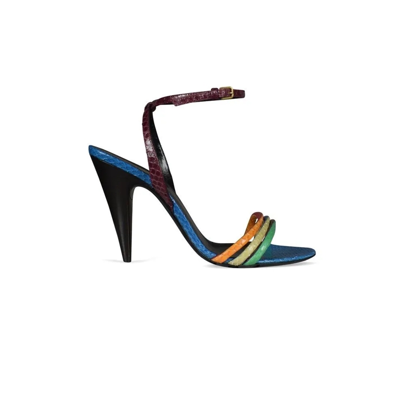 Saint Laurent Sandalen Multi-Colored Liya Sandals With Crossed Front Stra Black