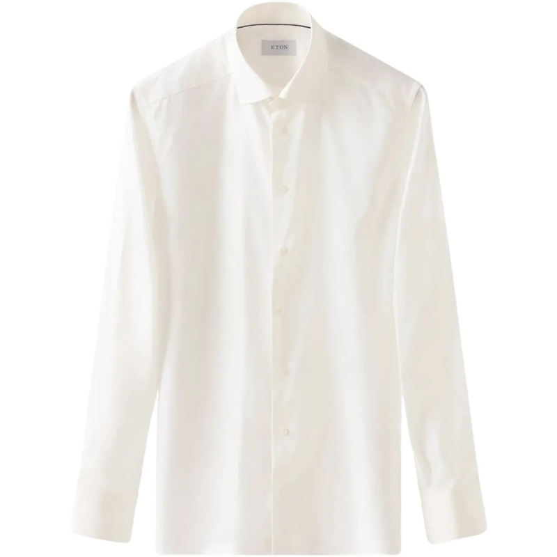Eton  Eton Solid Signature Twill Shirt Lange Mouw Overhe weiß