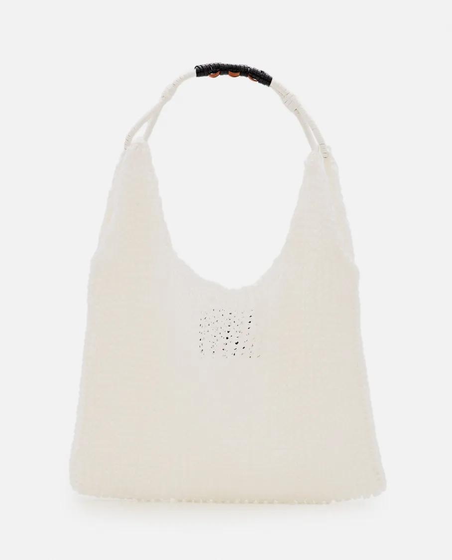 Plan C Shoppers & Totes White Mesh Design Shopper Bag in wit