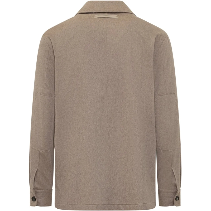 Zegna Haut décontracté Overshirt Zegna Beige in Lana con Tasche beige(Image 2)