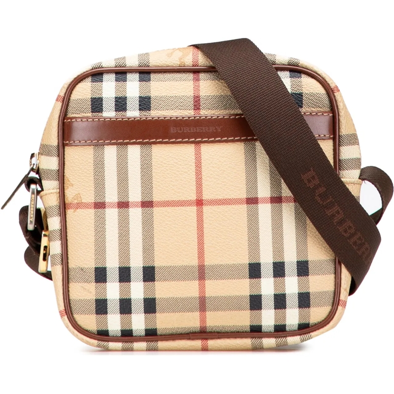 Burberry Schultertasche Haymarket Check Canvas Crossbody braun