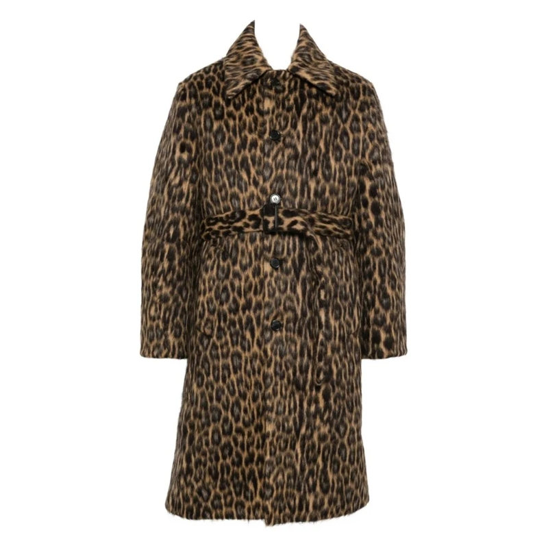 Lanvin Trenchcoat Leopard Print Coat Black