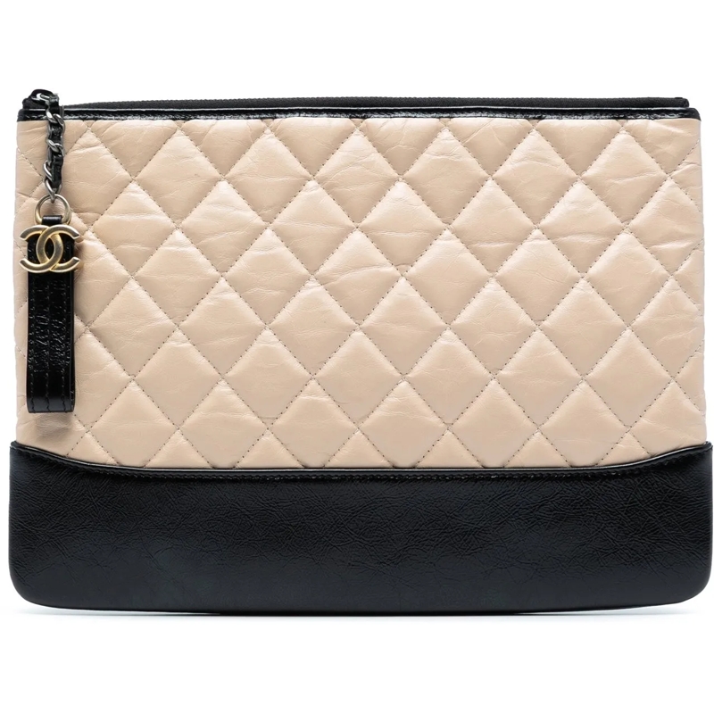 Chanel Pochette Medium Aged Calfskin Gabrielle O Case Clutch braun