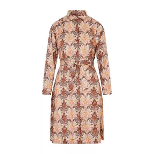 Etro Brown Wool And Silk Printed Shirt Dress Brown 