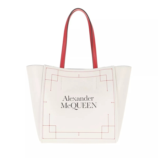 Alexander McQueen Logo Shopping Bag Ivory/Red Shoppingväska