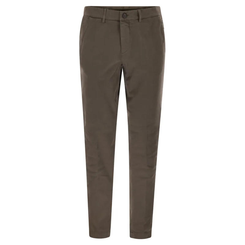 Peserico Chino Chino Trousers In Stretch Cotton Gabardine Brown
