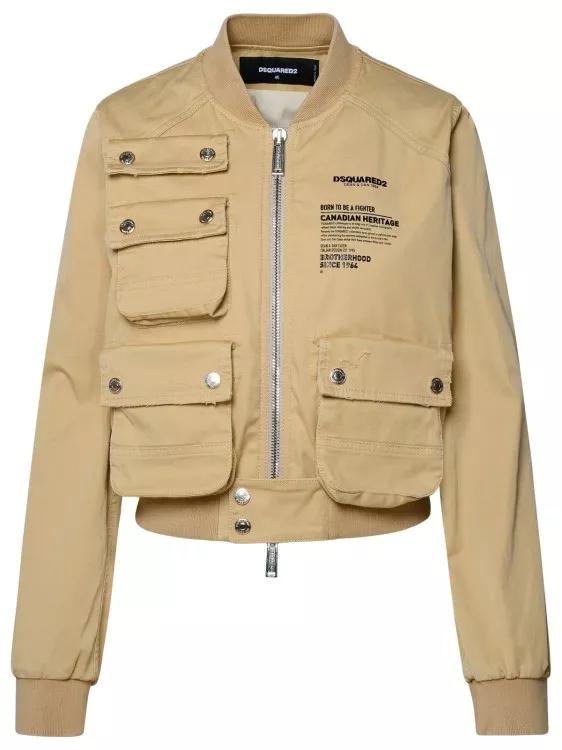 Dsquared2 - Beige Bomber Jacket - Größe 40 -