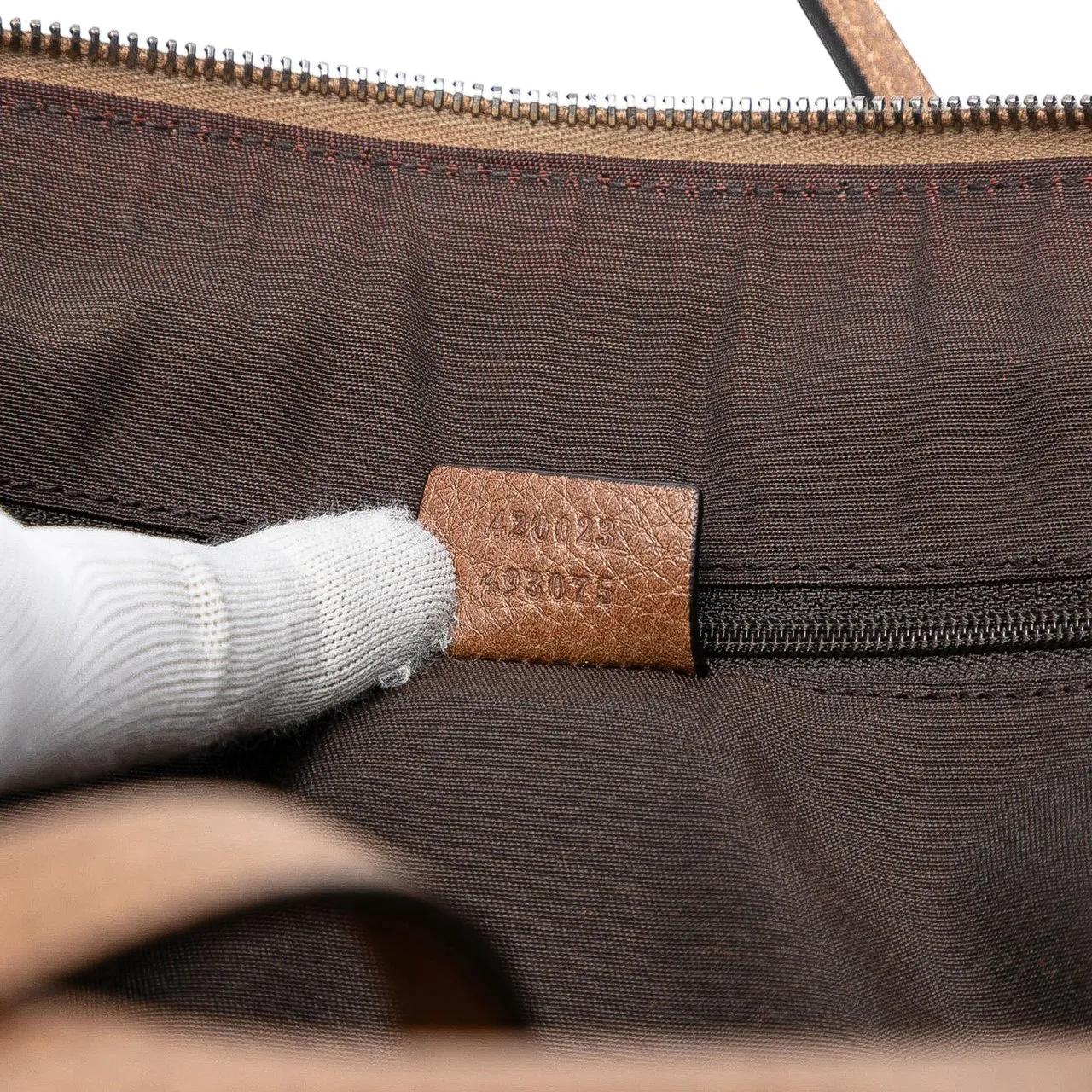 Thumbnail - Gucci Hobo Bags - Medium Leather Web Dome Satchel - Gr. unisize - in Braun - für Damen