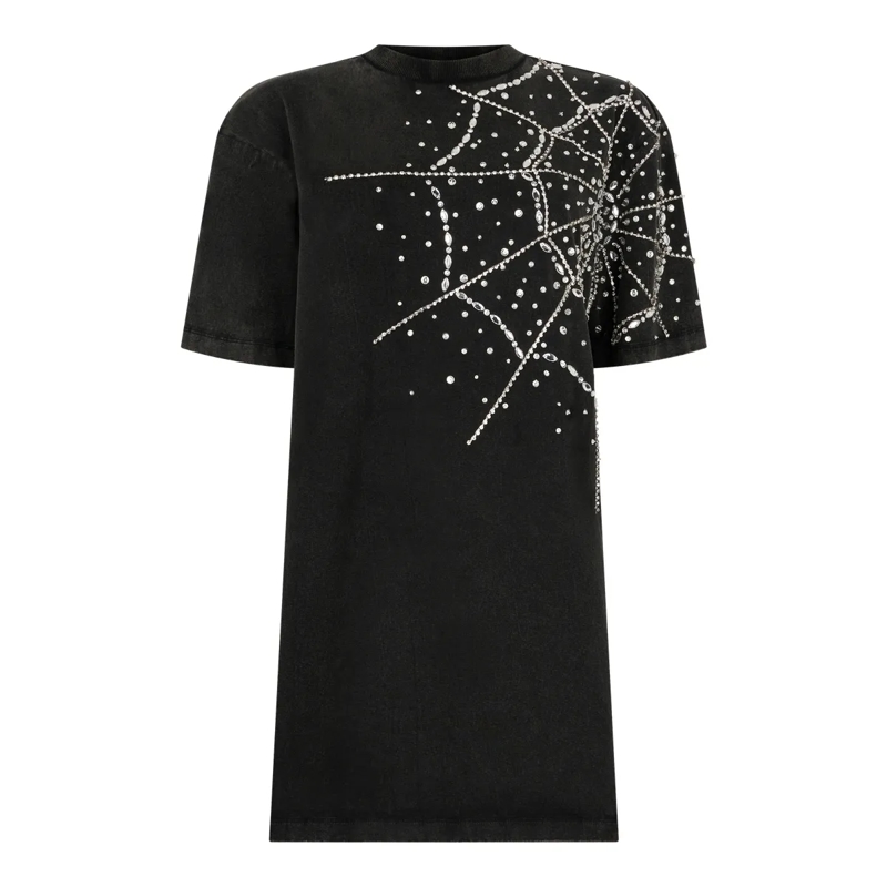 Philipp Plein Midikleid T-Shirt Dress Spiderweb Strass schwarz