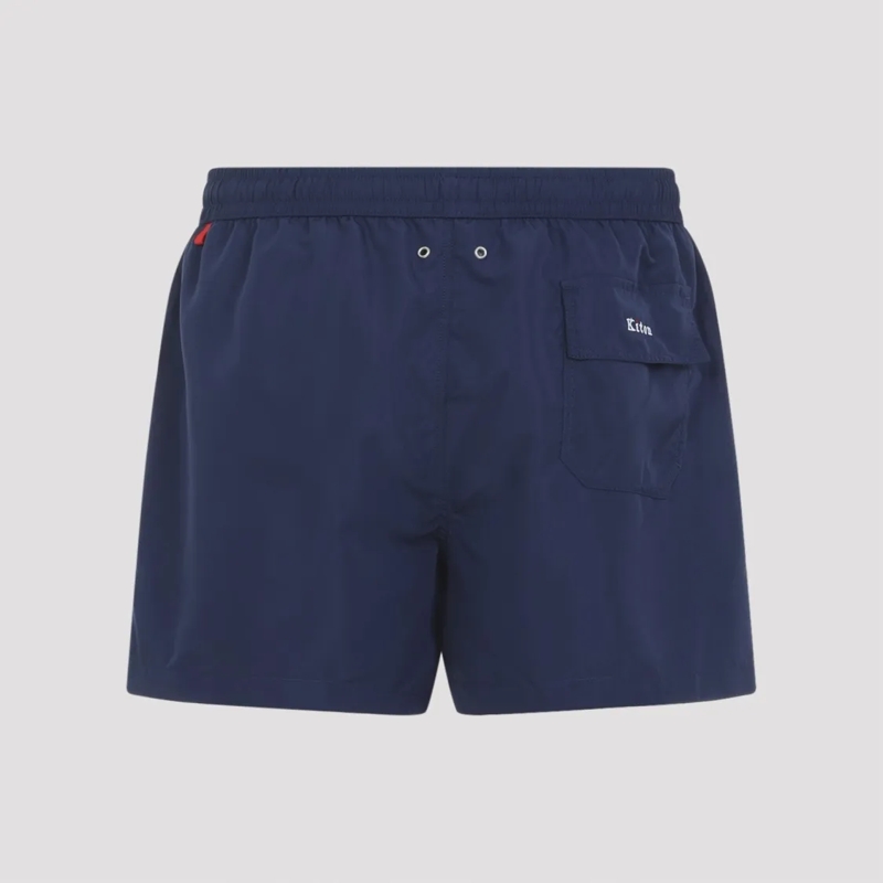 Kiton  Deep Navy Swim Shorts With Elastic Waistband Blue