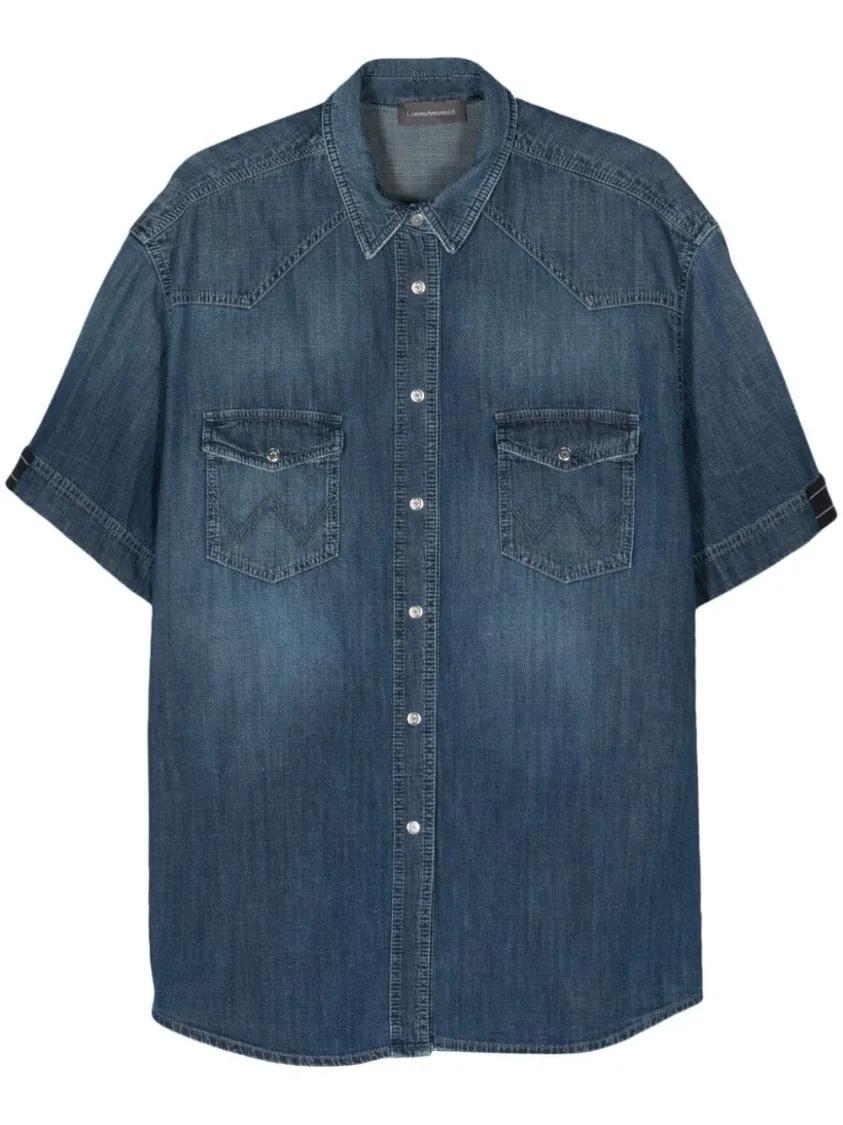 Thumbnail - Lorena Antoniazzi - Short-Sleeve Denim Shirt - Größe 46 - blau