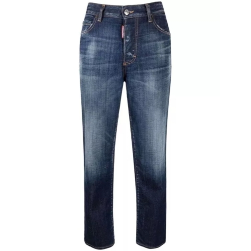 Dsquared2 High-Rise Straight-Leg Denim Jeans Blue Jeans mit geradem Bein