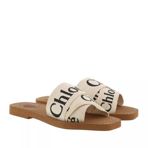 Chloé Chloé Canvas Logo Sandals White Slip-in skor