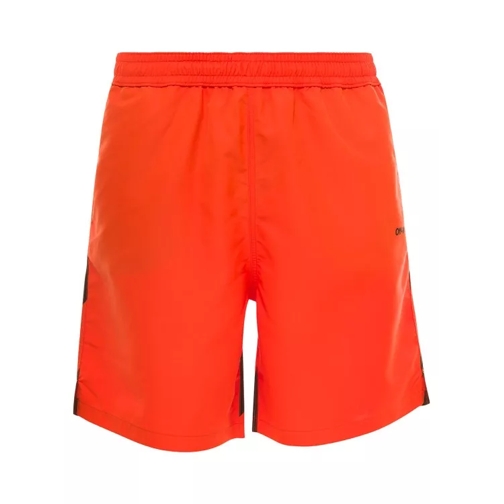 Off-White Orange Swim Trunks With Diag Print At The Back In  Orange 