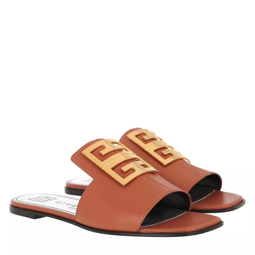Givenchy 4G Sandals Grained Leather Cognac Slide