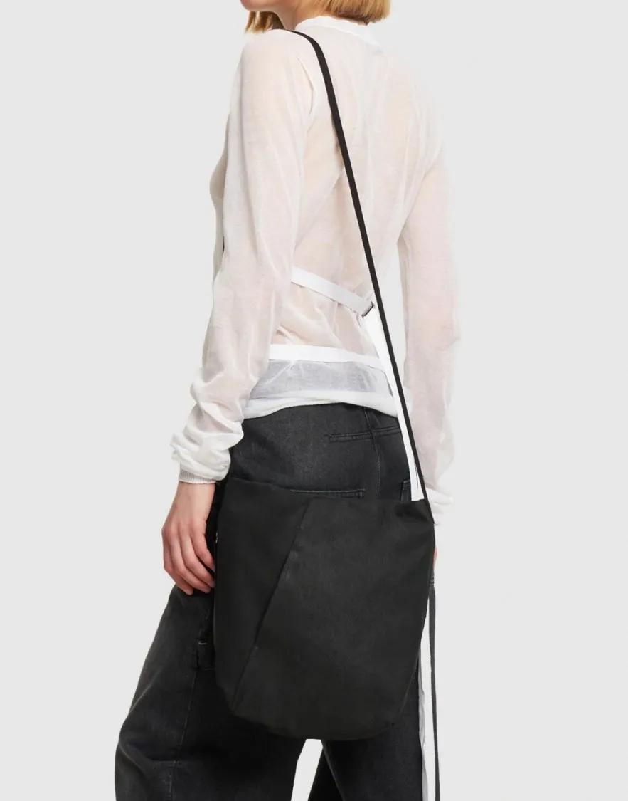 Thumbnail - Ann Demeulemeester Hobo Bags - Maya Denim Waxed Shoulder Bag - Gr. unisize - in Schwarz - für Damen