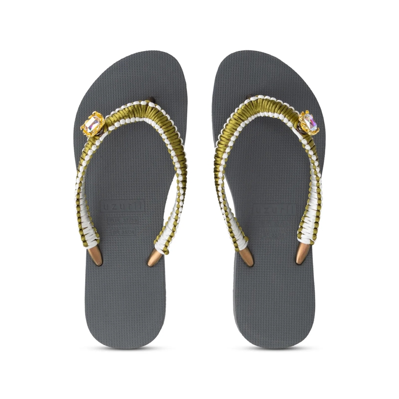 UZURII Flip Flops flip flop Green Macrame Switch silber(Image 12)