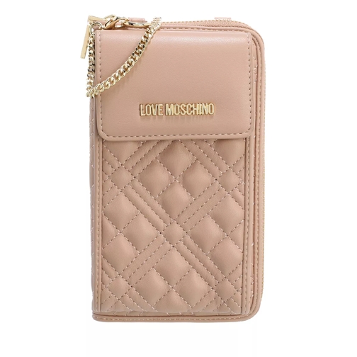 Love Moschino Portaf.Quilted Pu Nude Nude Wallet On A Chain