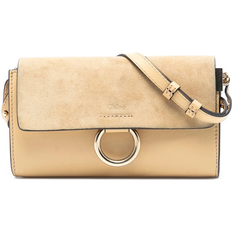 Chloé Schultertasche Mini Calfskin and Suede Faye Crossbody gelb