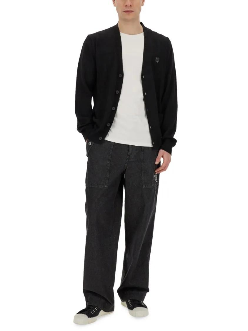 Thumbnail - Maison Kitsune - Cardigan With Fox Patch - Größe M - schwarz