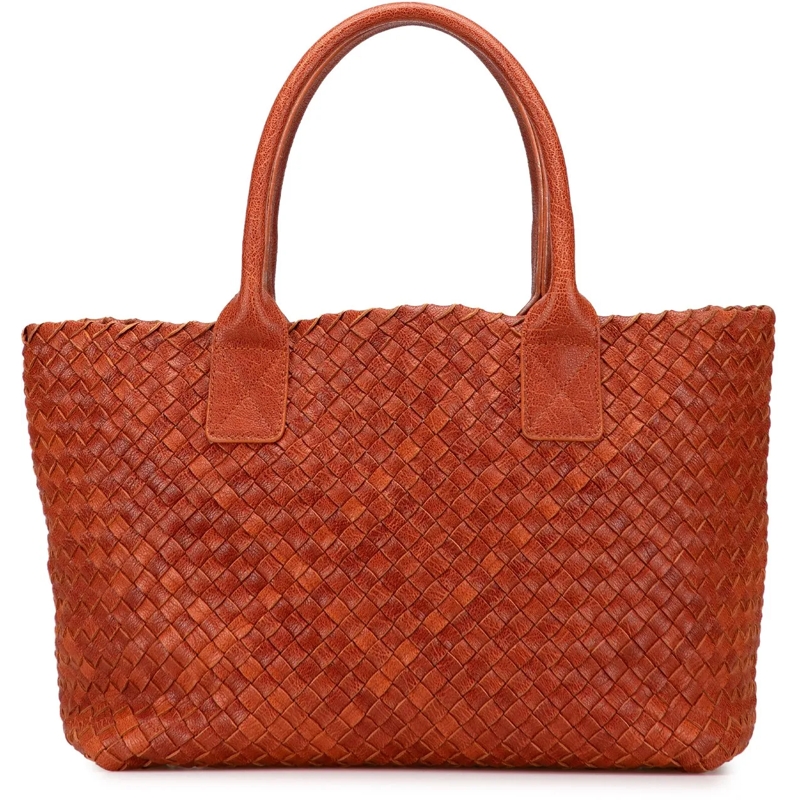 Bottega Veneta Shopper Small Lambskin Intreccio Cabat Tote braun