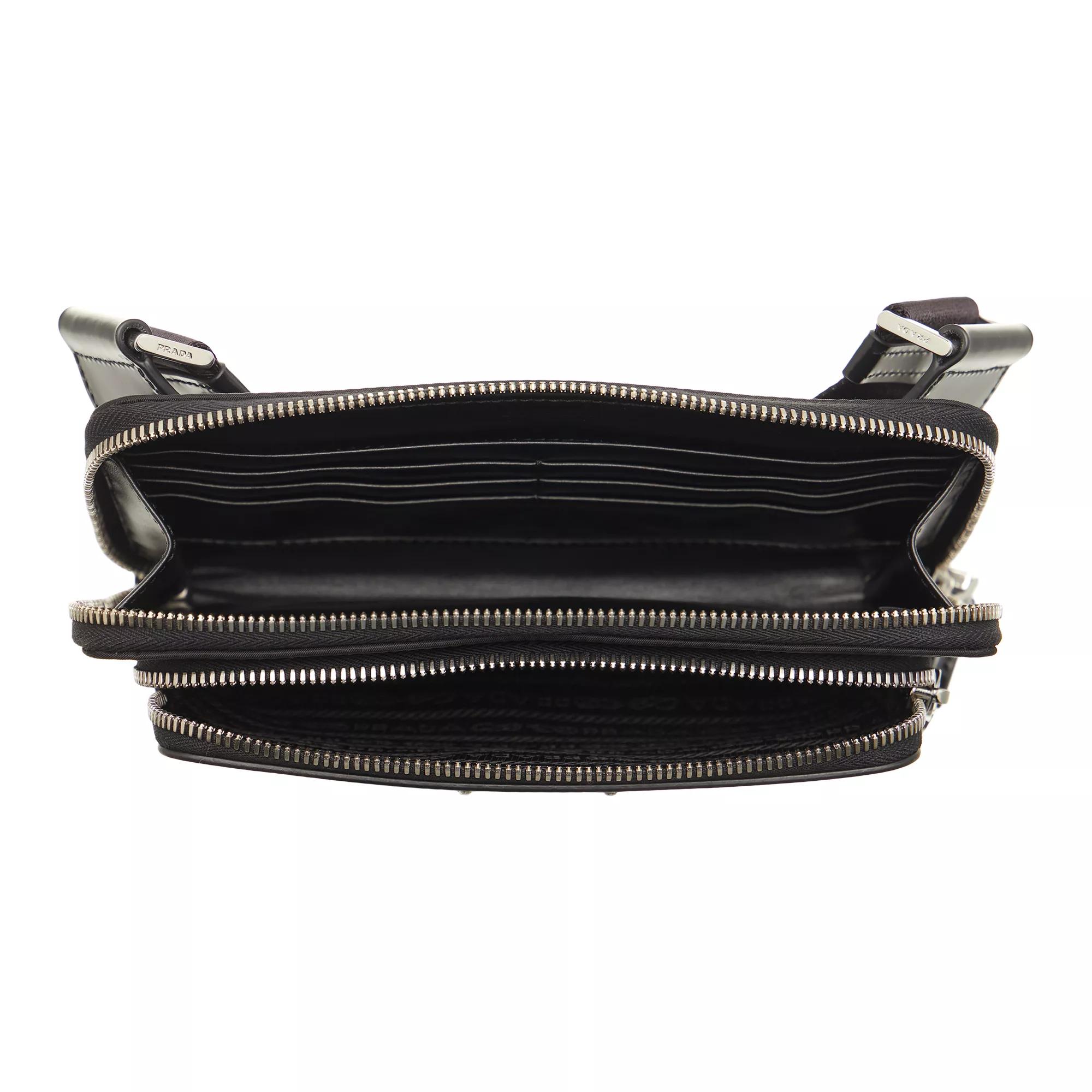 Prada Crossbody bags Re-nylon Leather Shoulder Strap in zwart