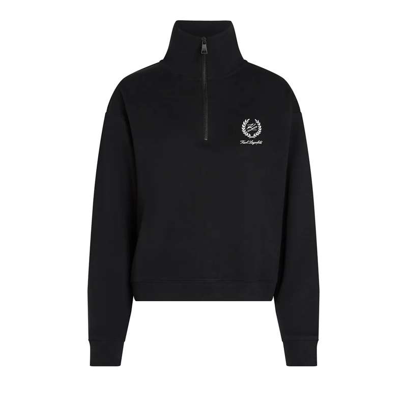 Karl Lagerfeld T-Shirt HOTEL KARL LOUNGEWEAR SWEATSHIRT MIT HALBLANGEM RE schwarz