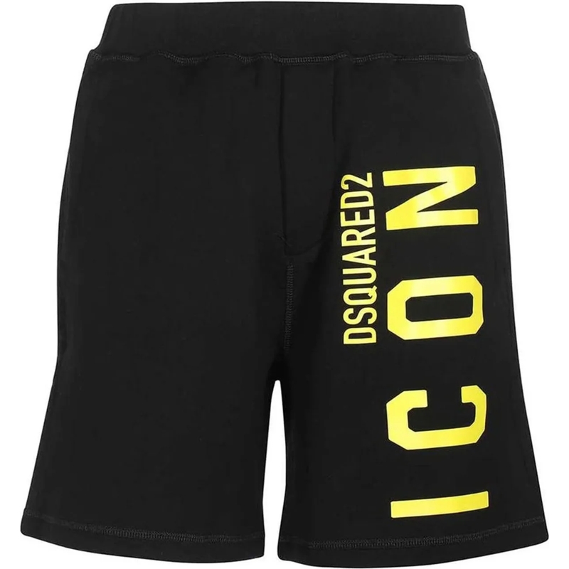 Dsquared2 Shorts Cotton Shorts With Bold Vertical Logo Black
