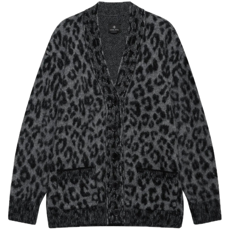 Anine Bing Blazer gilet leopard grijs schwarz