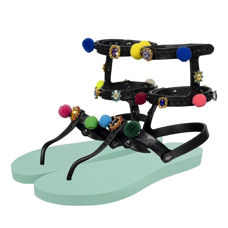 UZURII Flip Flops Zehentrenner Mondriaan Colorful Black mintgrün(Image 2)