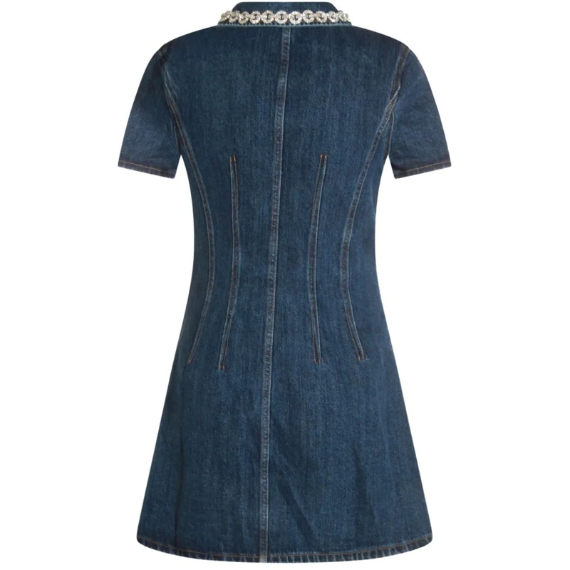 Self Portrait Mini-robe Dress jeans crystal blau