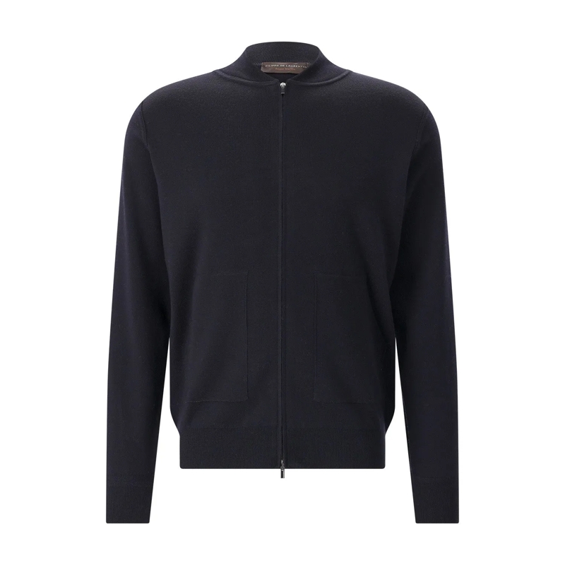 FILIPPO DE LAURENTIIS Cardigan Strickjacke aus Merinowolle dunkelblau