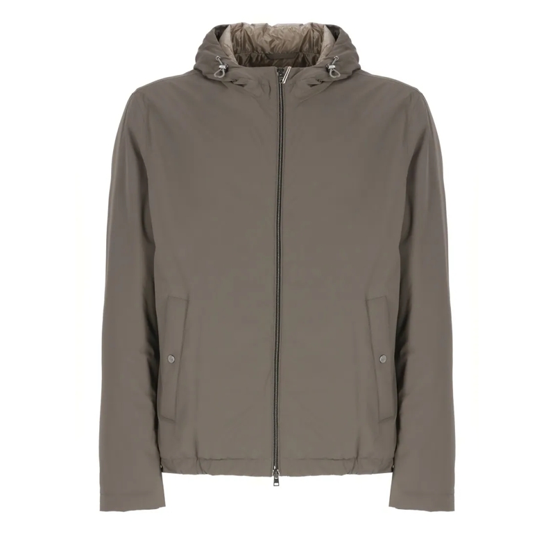 Herno  Beige Waterproof Jacket With Adjustable Hood Grey