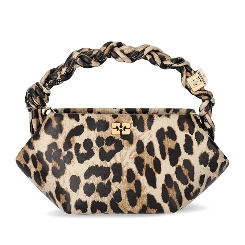 GANNI Fourre-tout Bou Mini Animal Print Handbag Neutrals
