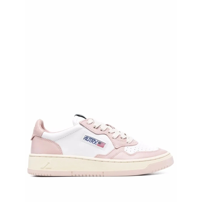 Autry International Lage-top sneaker Light Pink And White Leather Low-Top Sneakers Neutrals