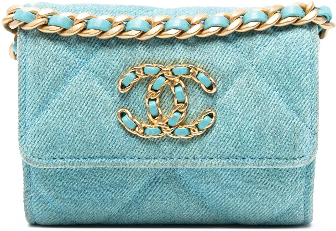 Chanel Hobo Bags - Quilted Denim 19 Card Holder with Chain - Gr. unisize - in Blau - für Damen