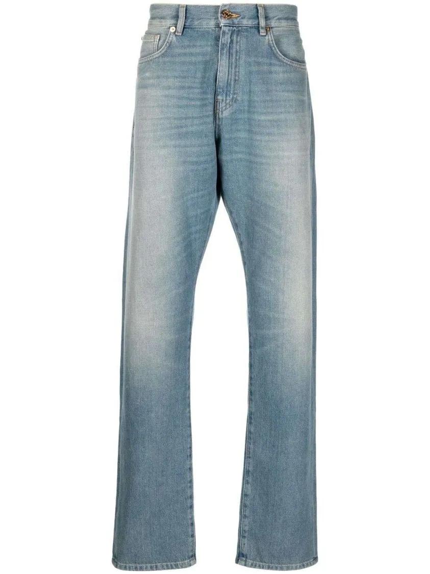 Thumbnail - Versace - Washed Straight-Leg Jeans - Größe 32 - blau