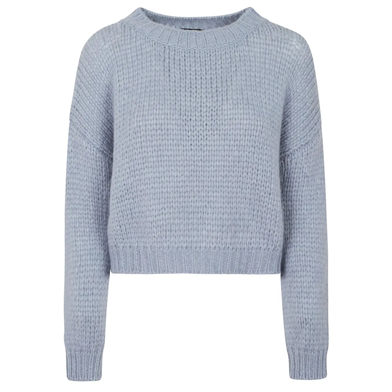 Roberto Collina Pull Boxy Fit Crewneck Sweater In Light Blue Alpaca Woo Blue