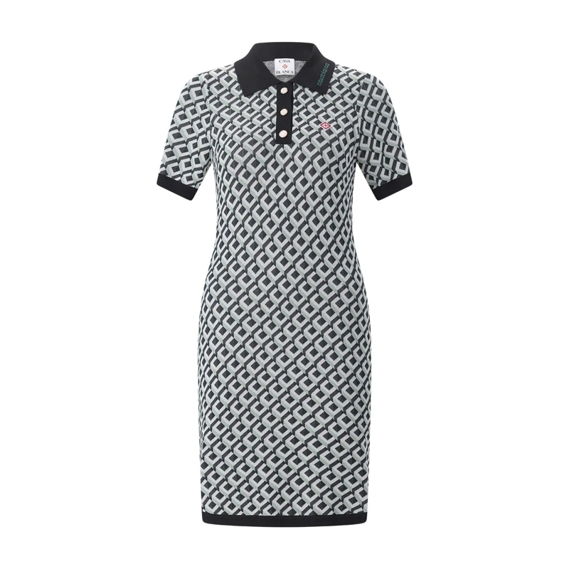 Casablanca Minikleid Midi-Kleid mit Polo-Kragen grün
