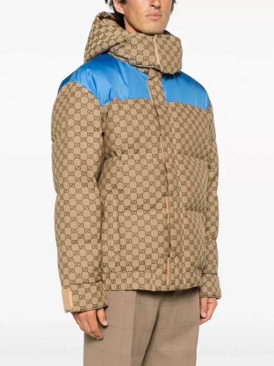 Gucci GG Canvas Puffer Down Jacket in Brown