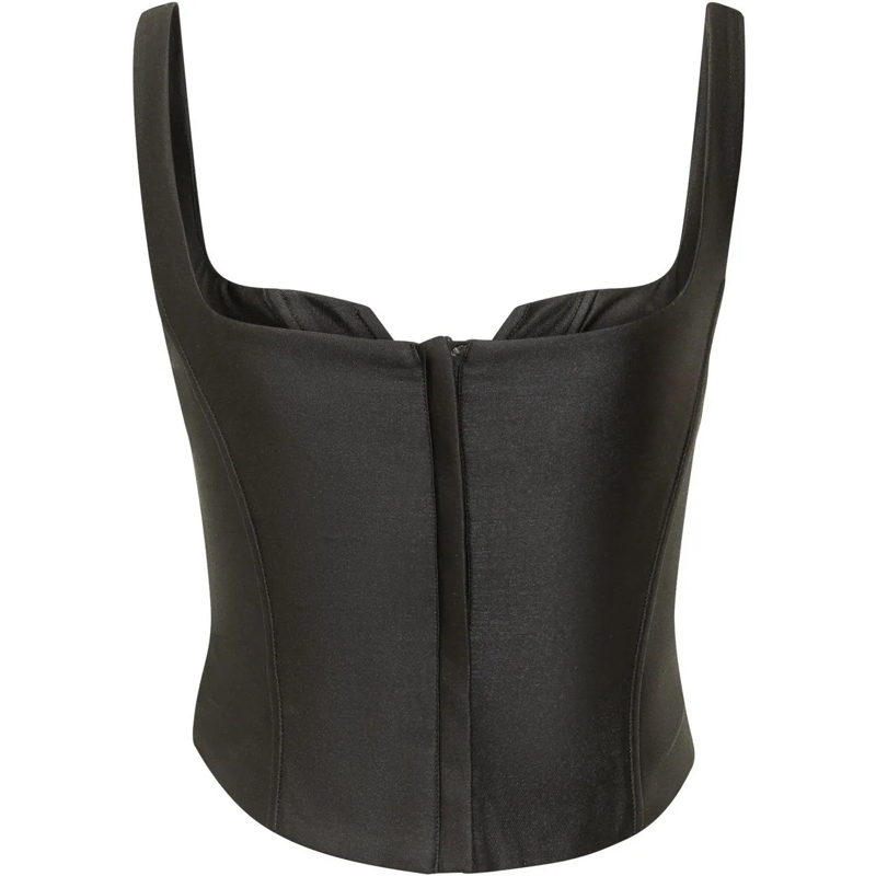 Self Portrait Top Top Corsetto in Satin Nero schwarz(Image 2)