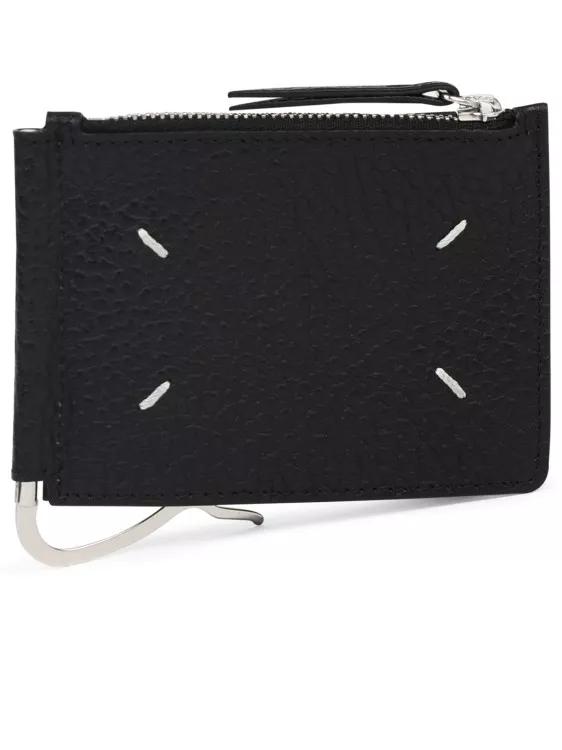 Maison Margiela Portemonnaie - %27Four Stitches%27 Black Leather Card Holder - Gr. unisize - in Schwarz - für Damen