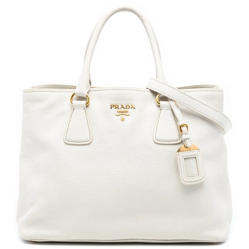 Prada Schultertasche Vitello Daino Open Convertible Tote weiß